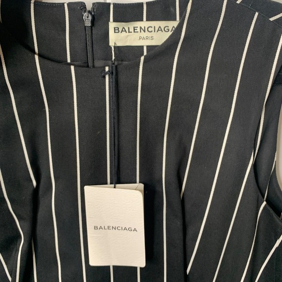 Balenciaga Striped black avant garde quiet luxury shift Dress minimalist size 42 - Picture 5 of 8